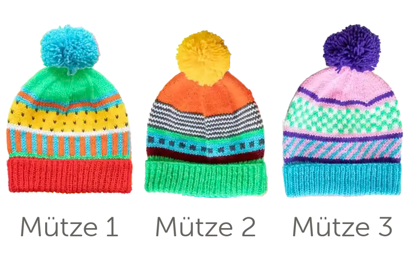 Bunte Mützen (Strickset)