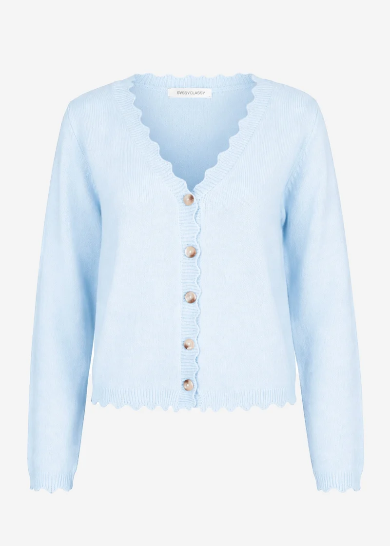 Strickcardigan mit Bogenkante - hellblau