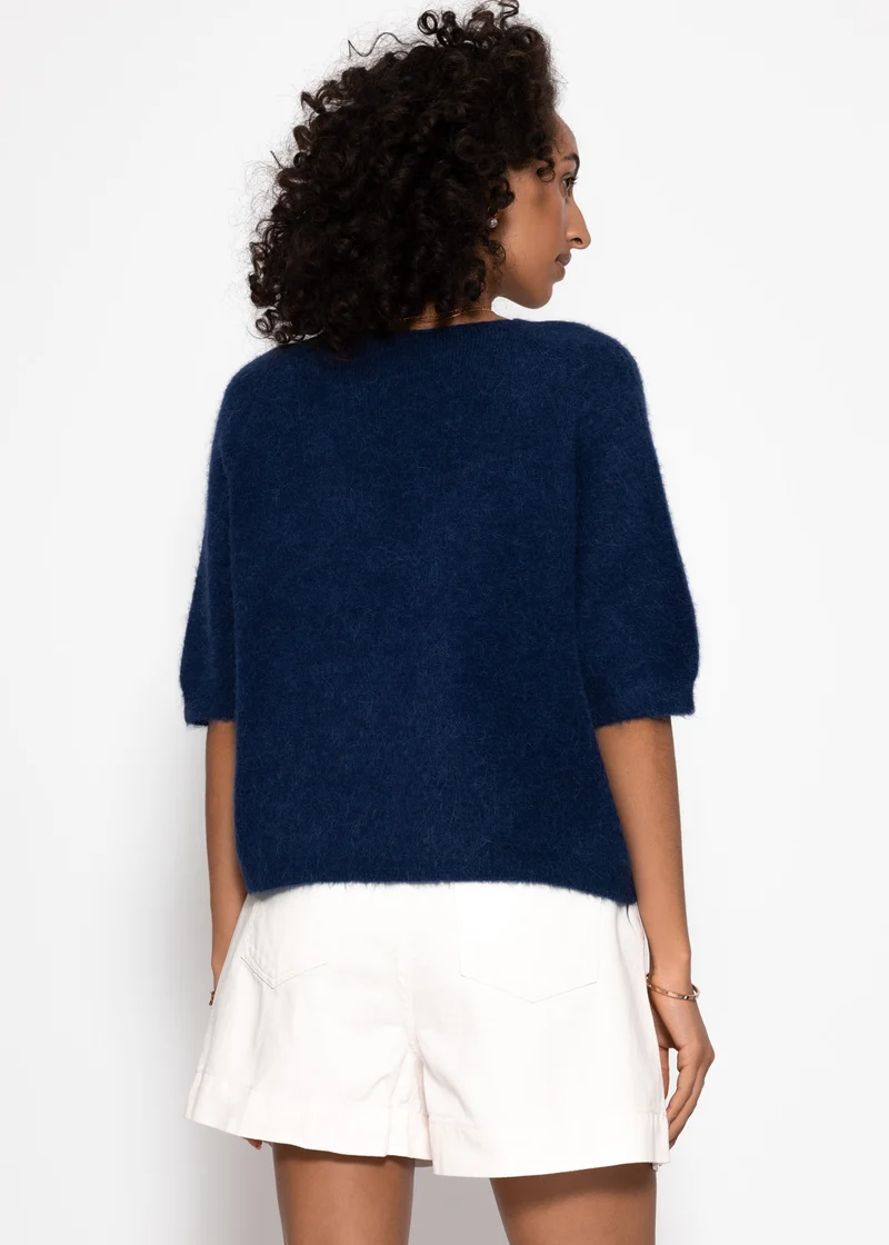Strickoberteil mit V-Ausschnitt - dunkelblau