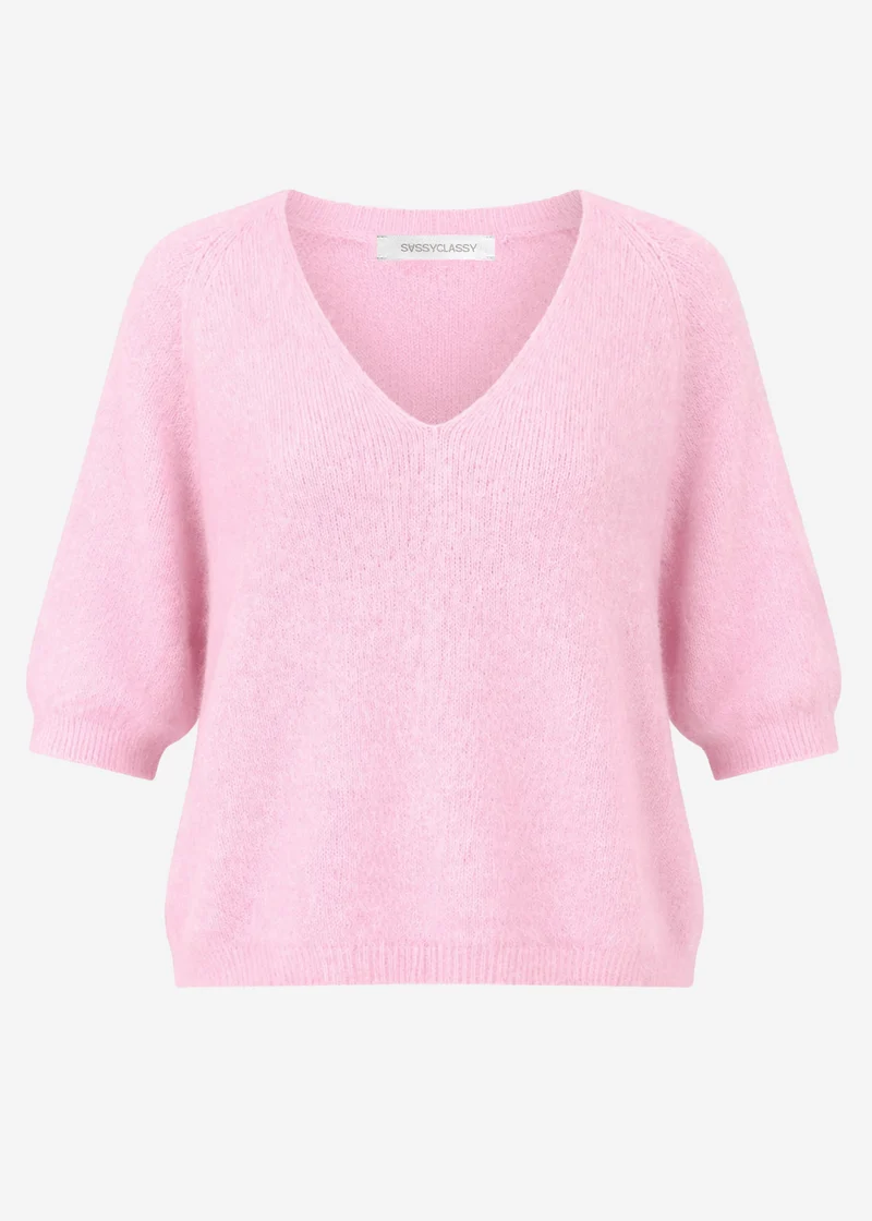 Strickoberteil mit V-Ausschnitt - rosa