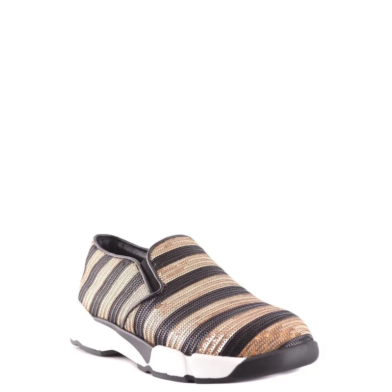 Pinko Damen-Slipper aus Stoff Sneakers Schwarz gestreift