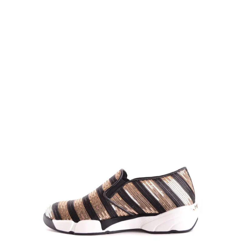 Pinko Damen-Slipper aus Stoff Sneakers Schwarz gestreift
