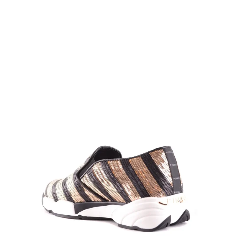Pinko Damen-Slipper aus Stoff Sneakers Schwarz gestreift
