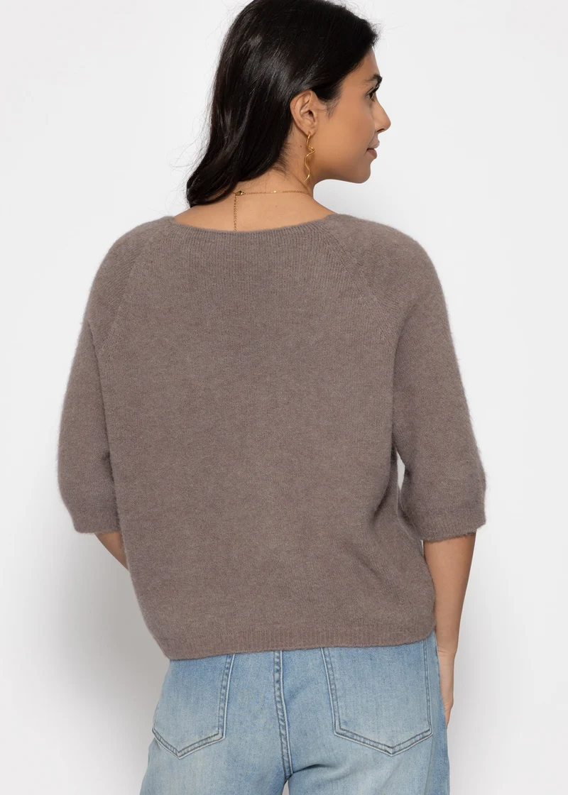 Strickoberteil mit V-Ausschnitt - taupe