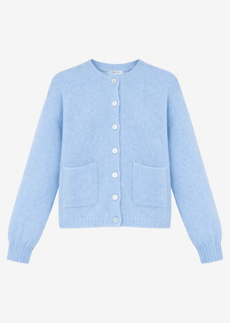 Strickjacke aus Alpaka-Mix - eisblau