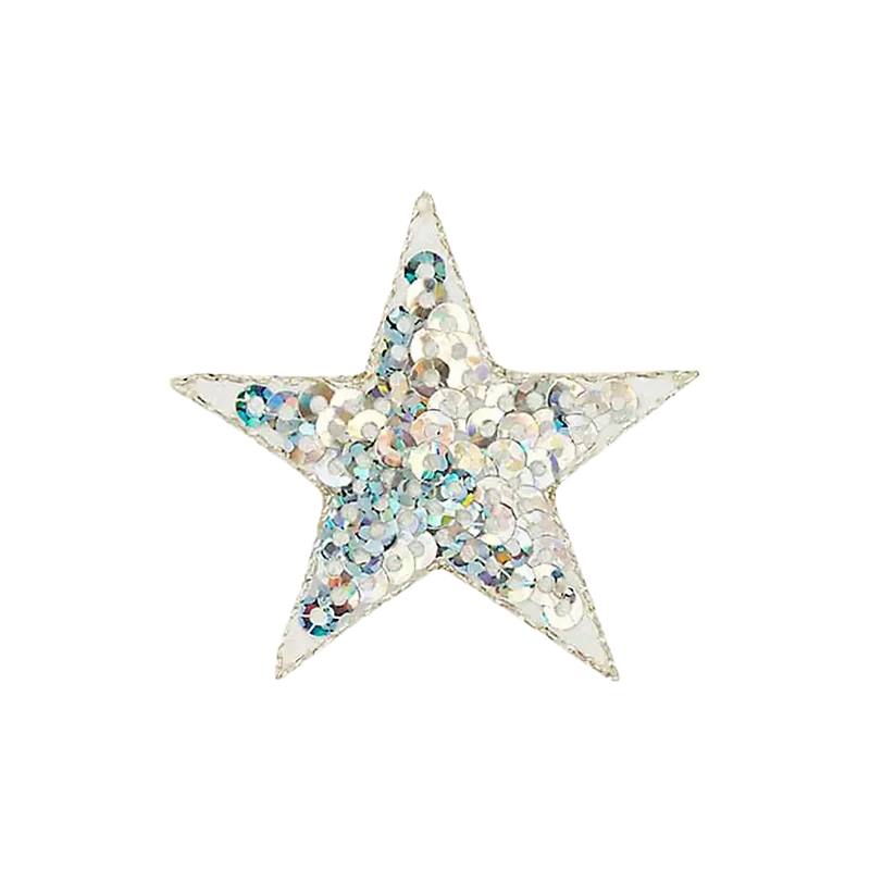 Applikation | Stern Silber mit Pailletten 06429