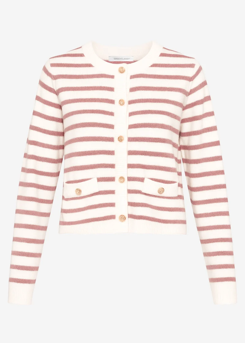 Elegante Strickjacke mit Streifenmuster - offwhite