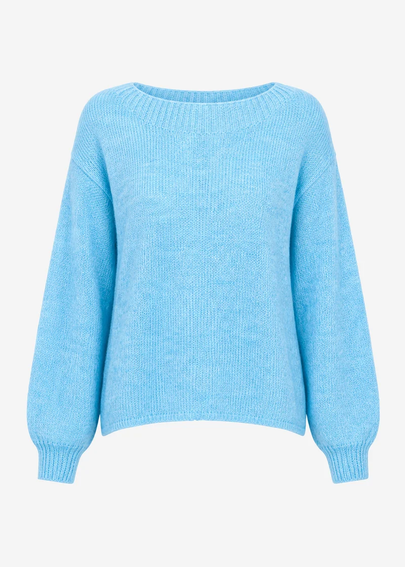 Leicht transparenter Feinstrickshirt - hellblau