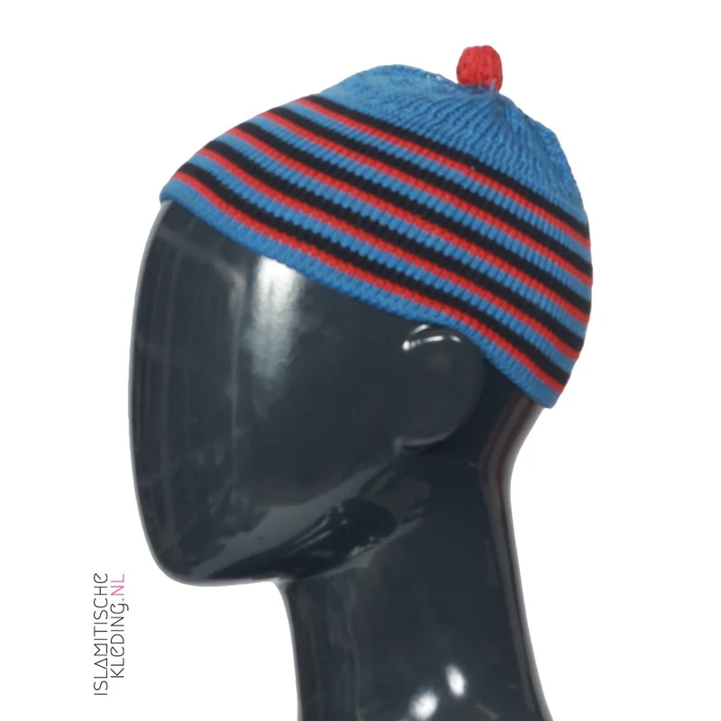 Kufi Kinder Bilal Blau Rot