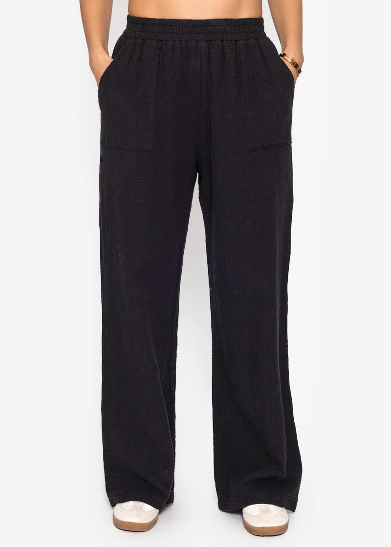 Musselin Hose - schwarz