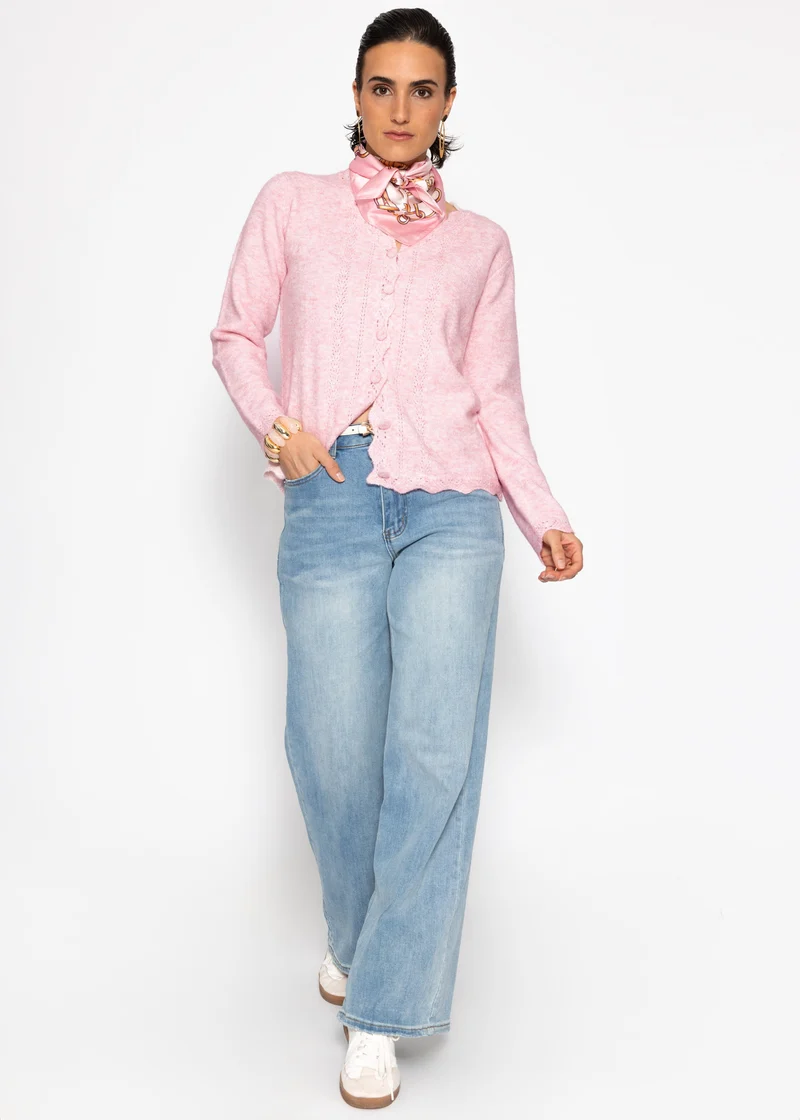 Pointelle Strickjacke - rosa