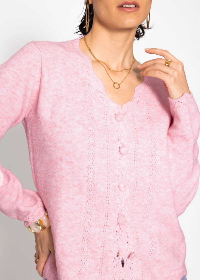 Pointelle Strickjacke - rosa