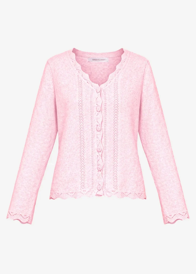 Pointelle Strickjacke - rosa