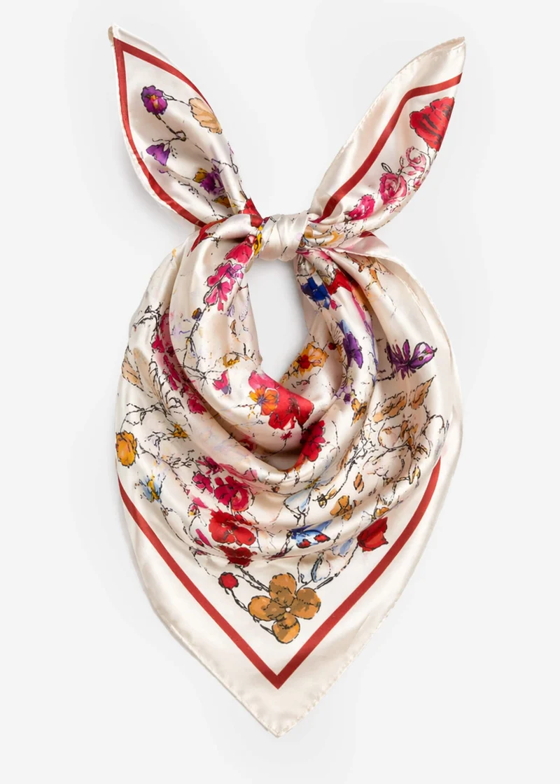 Halstuch mit floralem Print - weiß