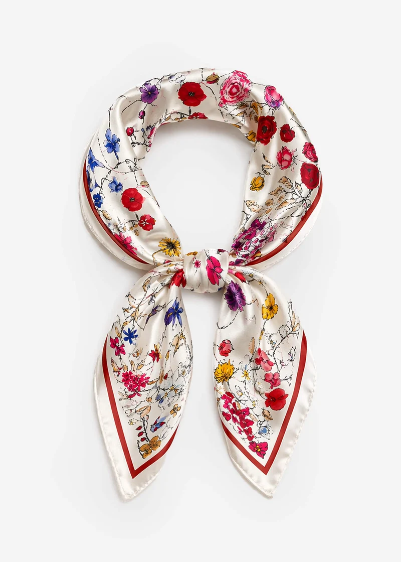 Halstuch mit floralem Print - weiß