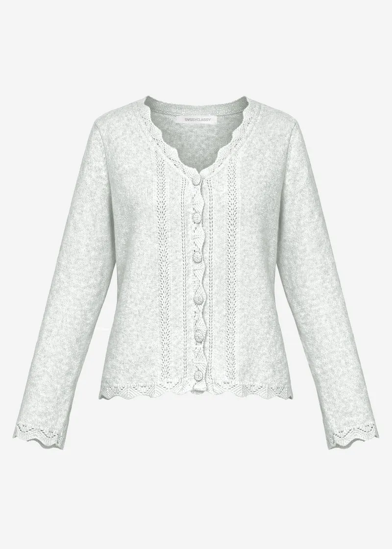Pointelle Strickjacke - hellgrau