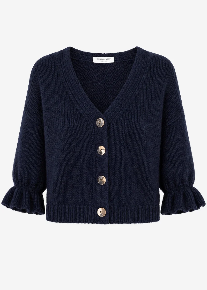 Strickjacke mit 3/4-Ärmeln - dunkelblau