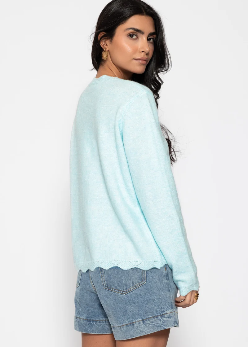 Pointelle Strickjacke - hellblau