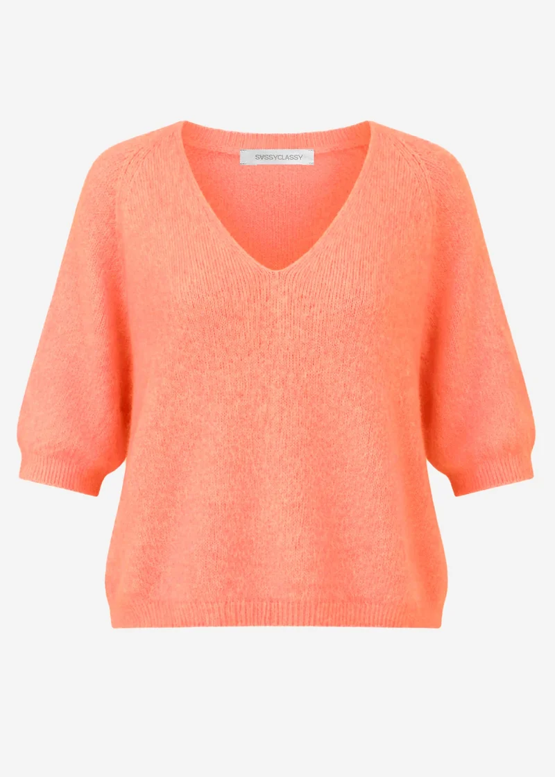 Strickoberteil mit V-Ausschnitt - koralle