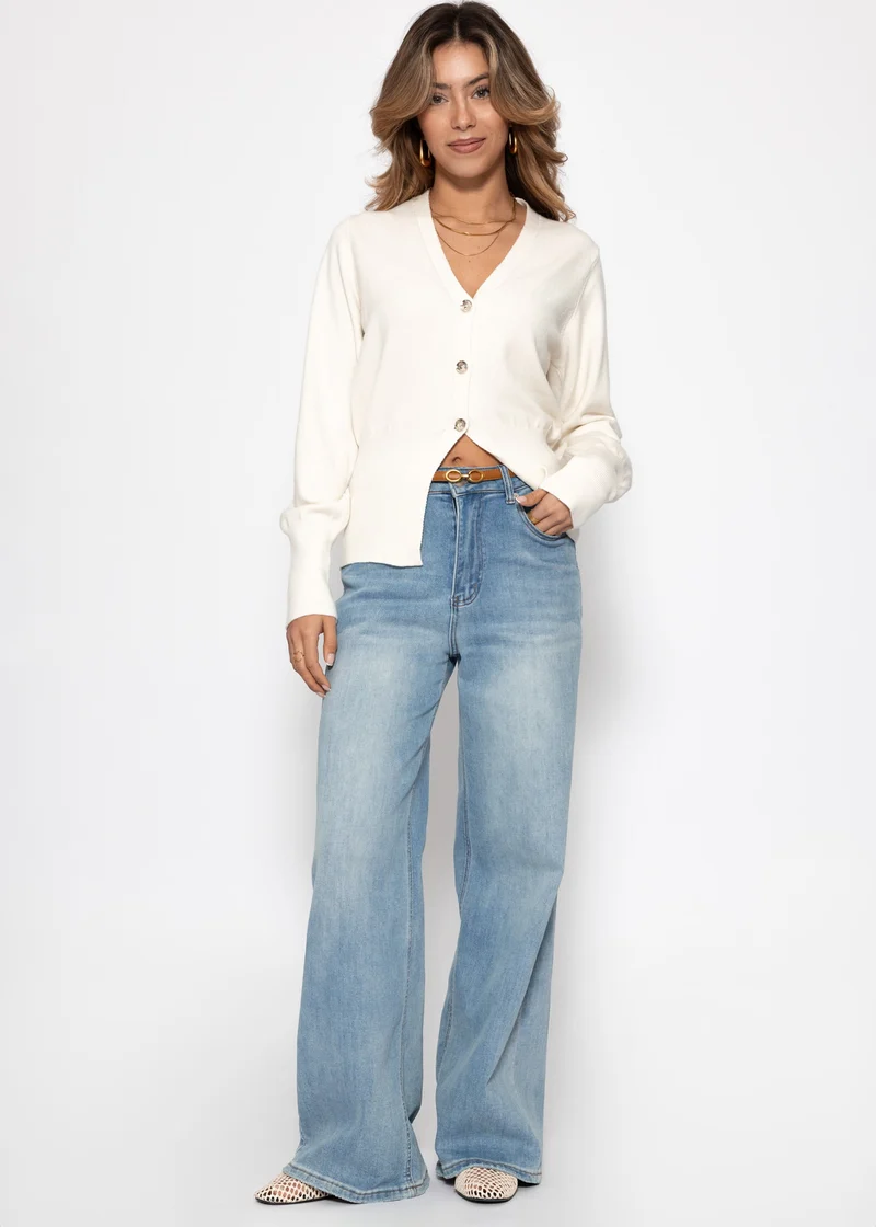 Taillierter Cardigan mit Knopfleiste - offwhite