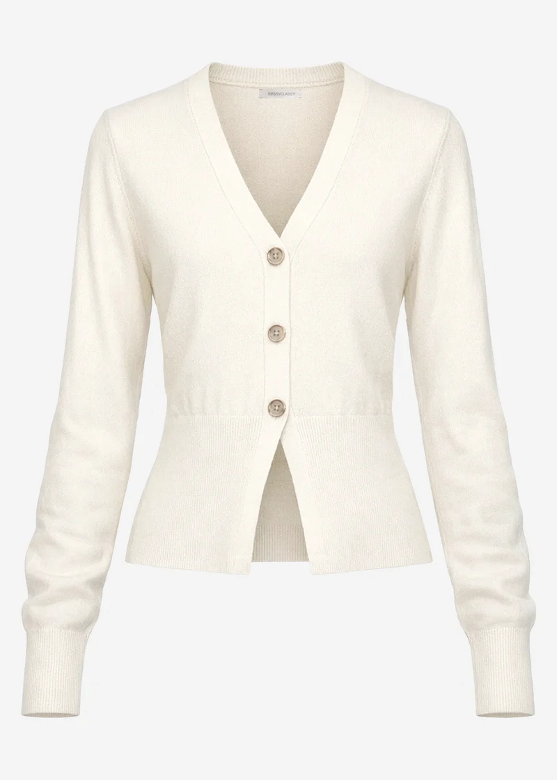 Taillierter Cardigan mit Knopfleiste - offwhite