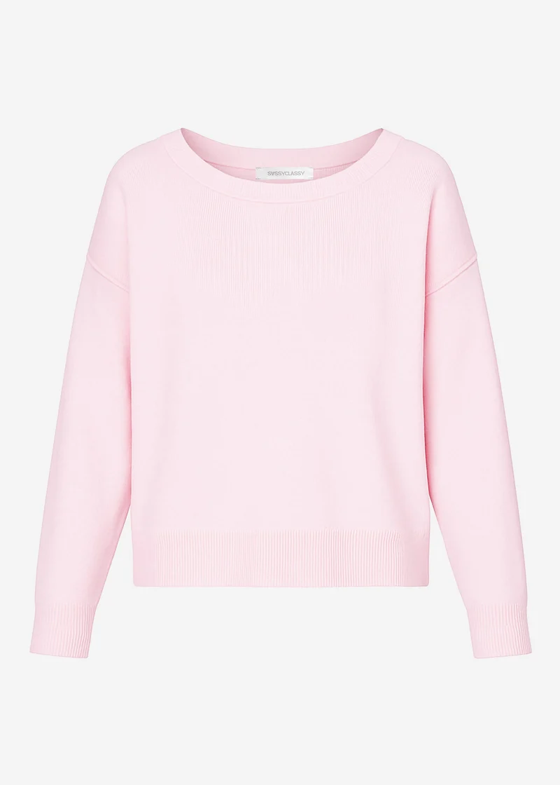 Oversize Baumwoll-Pullover mit Rückennaht - rosa
