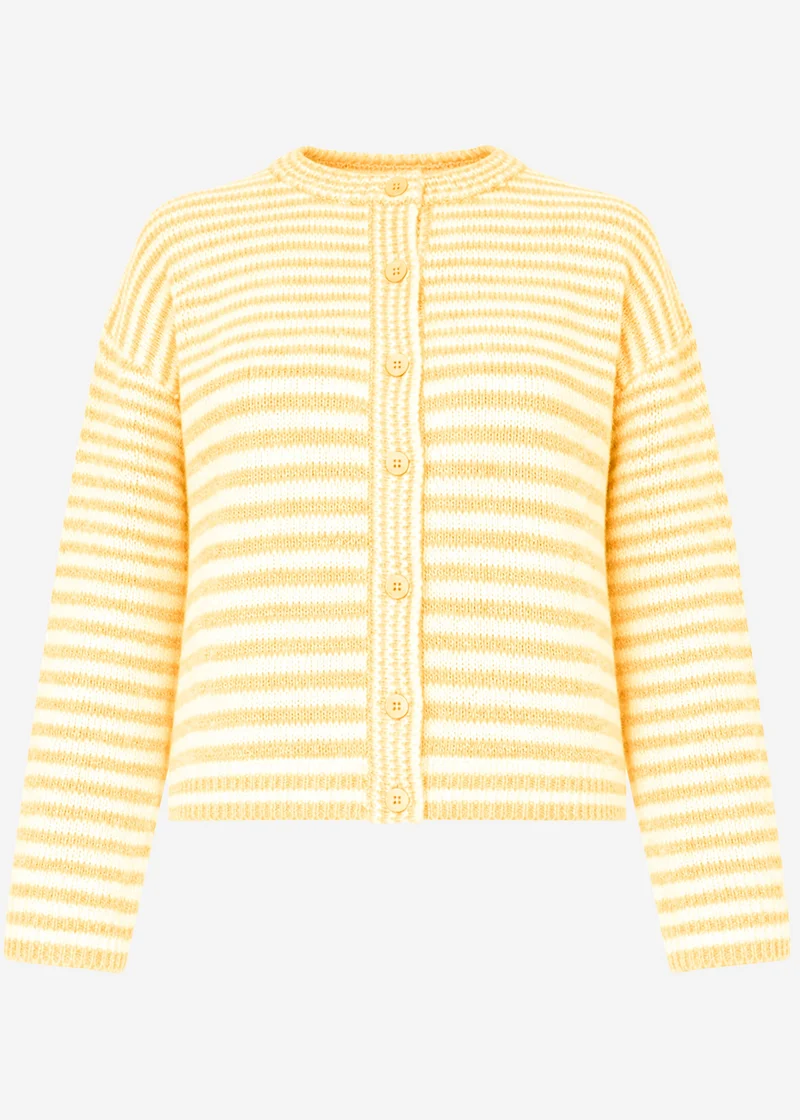 Strickjacke mit grafischem Streifenbild - gelb