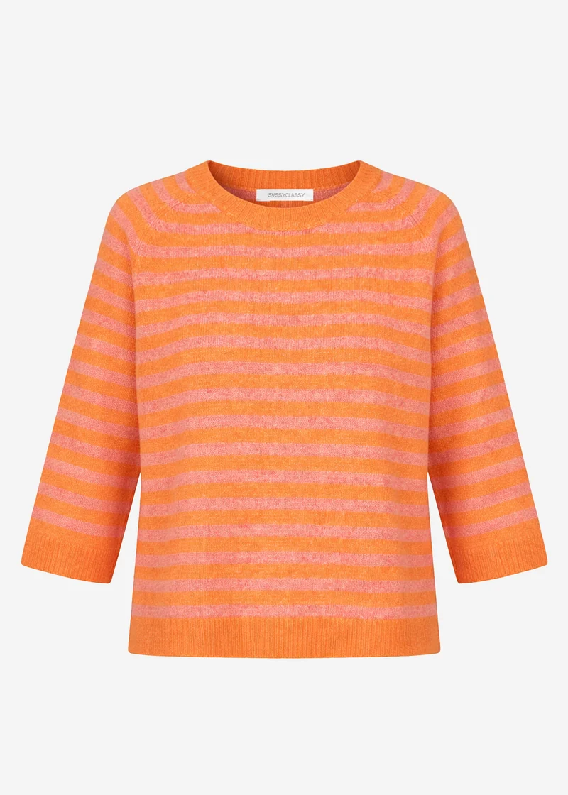 Gestreiftes Strickoberteil - orange-pink