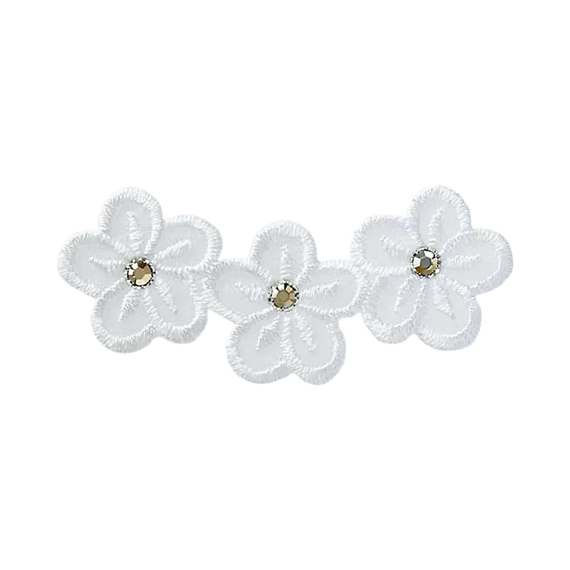 Applikation | Blumen weiß mit Strass 06116