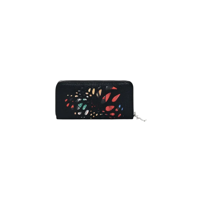 Geldbörse für Damen, Schwarz, mit Reißverschluss und Zip-Taschen, W21 H10 L2,5 cm