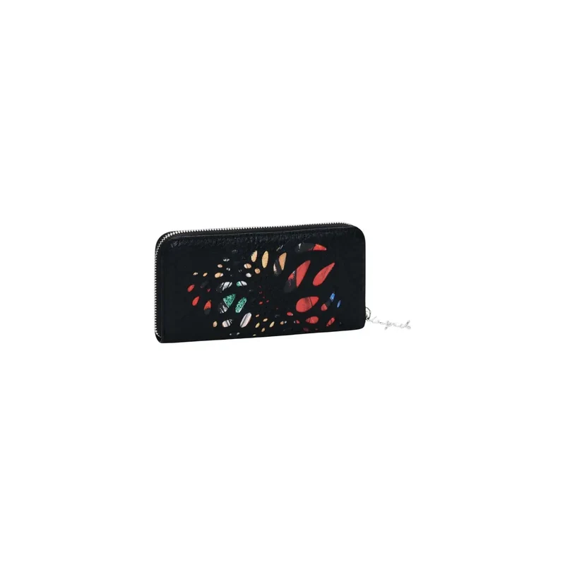 Geldbörse für Damen, Schwarz, mit Reißverschluss und Zip-Taschen, W21 H10 L2,5 cm