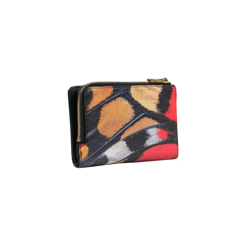 Damenbörse Desigual Schwarz Reißverschluss Knopf Klein W16 cm