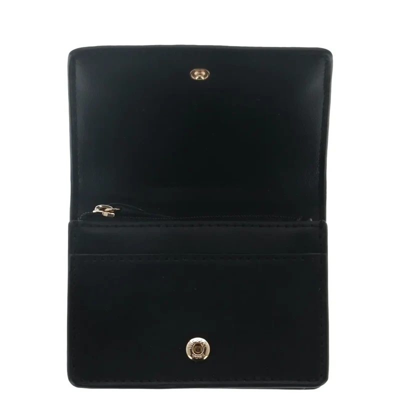 Michael Kors Damen Geldbörse Schwarz mit Druckknöpfen im Taschenfach 10,5x8x3