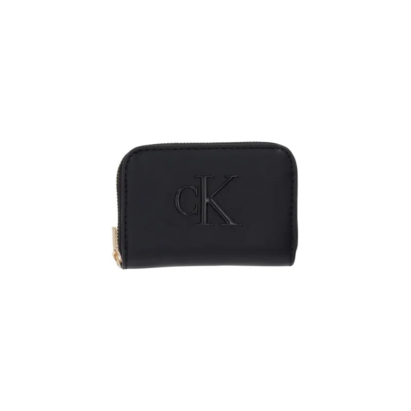 Calvin Klein Damen-Geldbörse Schwarz mit Reißverschluss aus Polyurethan 10x7x2