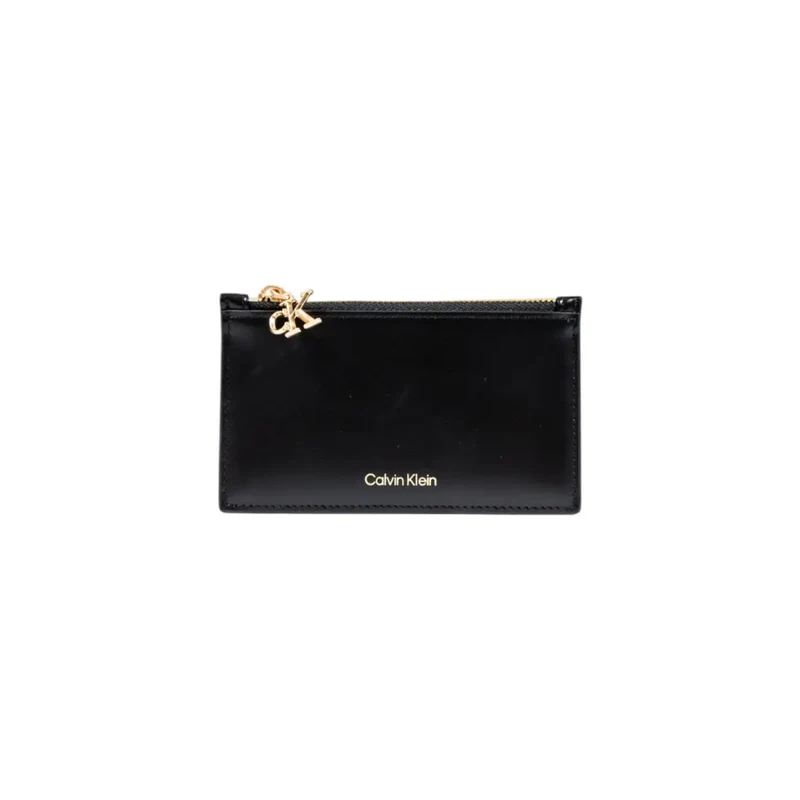 Calvin Klein Damen Geldbörse Schwarz aus Kunstleder mit Reißverschluss, 13 x 8 x 0,2