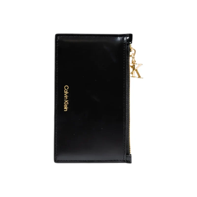 Calvin Klein Damen Geldbörse Schwarz aus Kunstleder mit Reißverschluss, 13 x 8 x 0,2