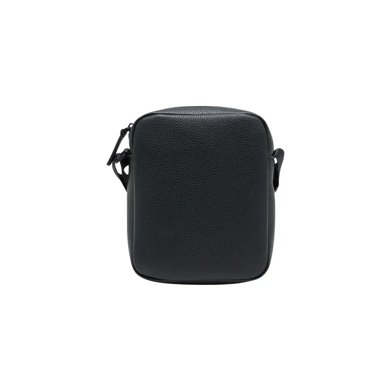 Armani Exchange Herren schwarze Ledertasche mit Reißverschlusstaschen, W16 cm