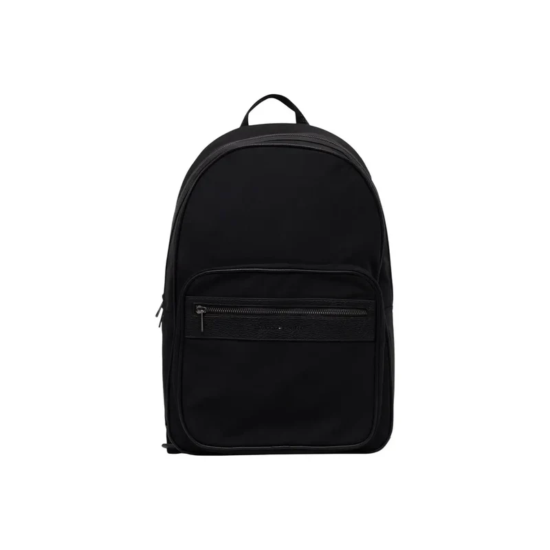 Tommy Hilfiger Herren Rucksack aus Repreve, schwarz, Reißverschlusstaschen, 15 cm