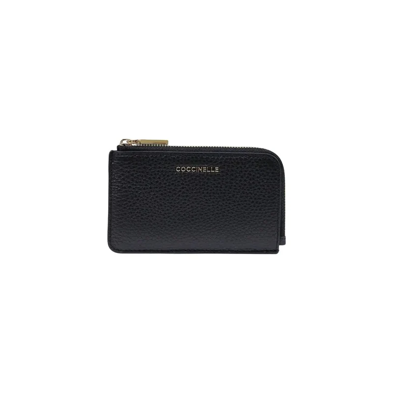Damen-Portemonnaie aus Leder mit Reißverschluss, Kirsche, Schwarz, Größe W13 H8,5 L0