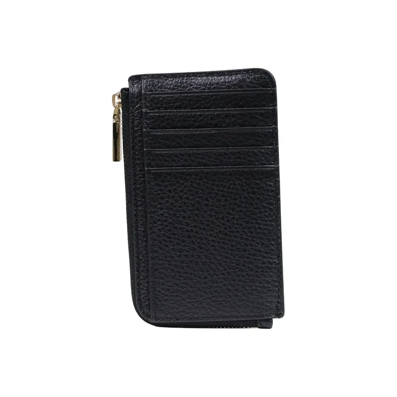 Damen-Portemonnaie aus Leder mit Reißverschluss, Kirsche, Schwarz, Größe W13 H8,5 L0