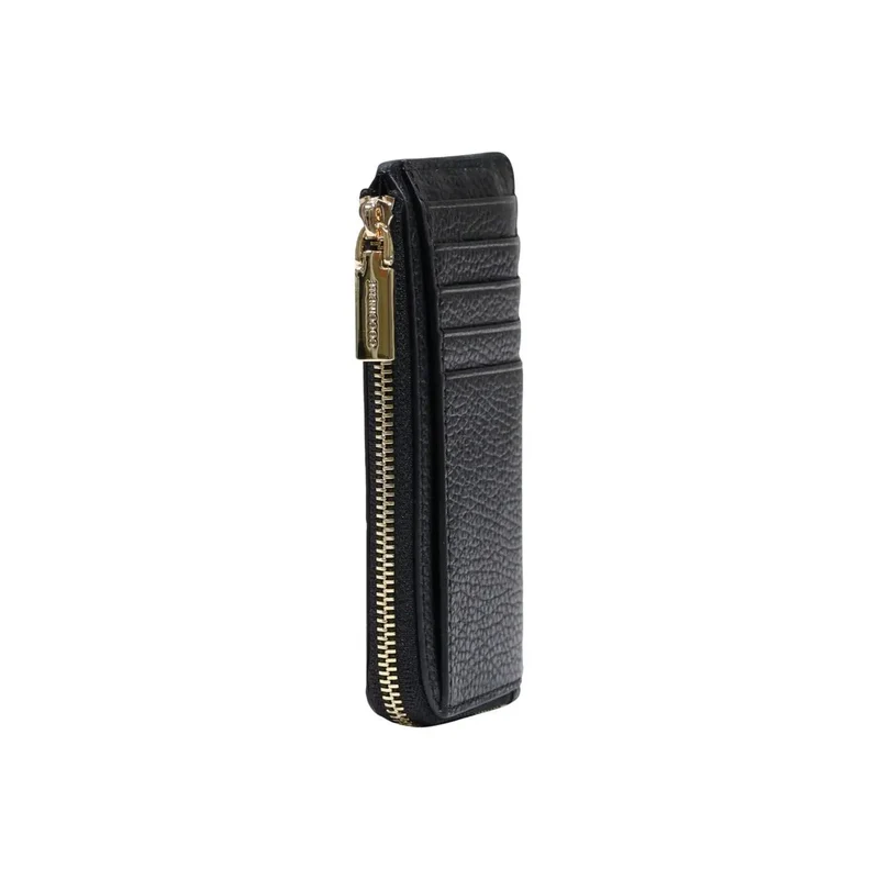 Damen-Portemonnaie aus Leder mit Reißverschluss, Kirsche, Schwarz, Größe W13 H8,5 L0