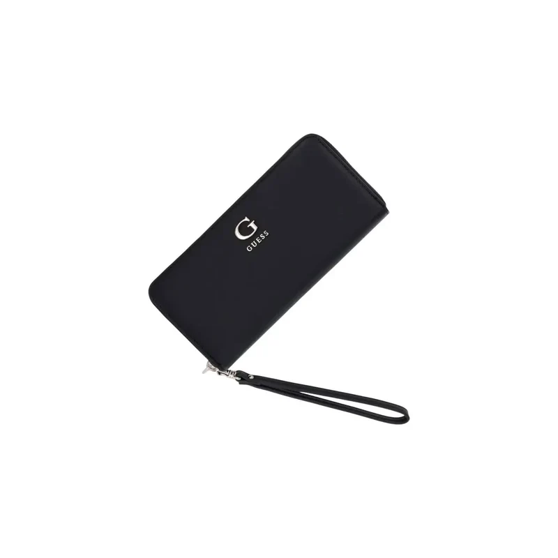 Guess Damen-Geldbörse Lucci, groß, mit Reißverschluss, schwarz, Polyurethan, 20 cm