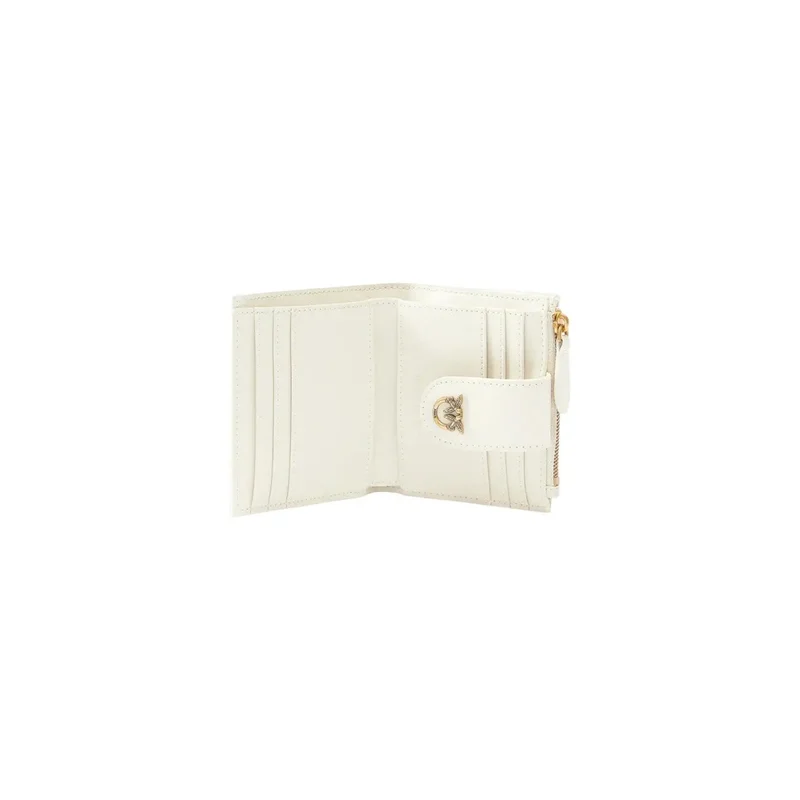 Pinko Damen-Lederbörse in Weiß mit Reißverschluss, Mehrfachfächern, W12×H10×L3