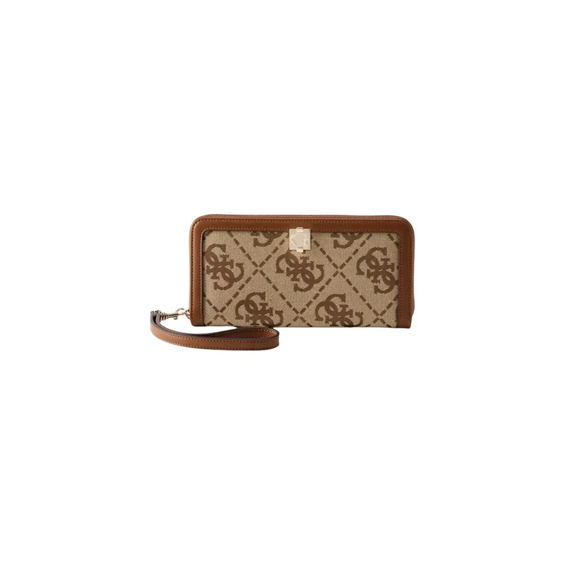 Guess Women Audrey Logo Reißverschluss-Geldbörse Beige 10x20cm