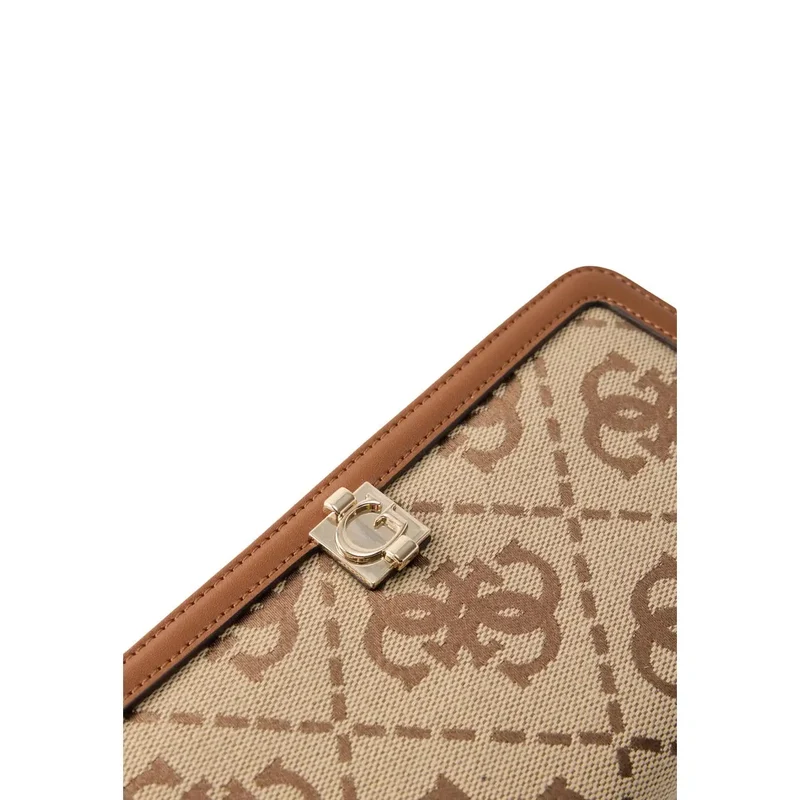 Guess Women Audrey Logo Reißverschluss-Geldbörse Beige 10x20cm