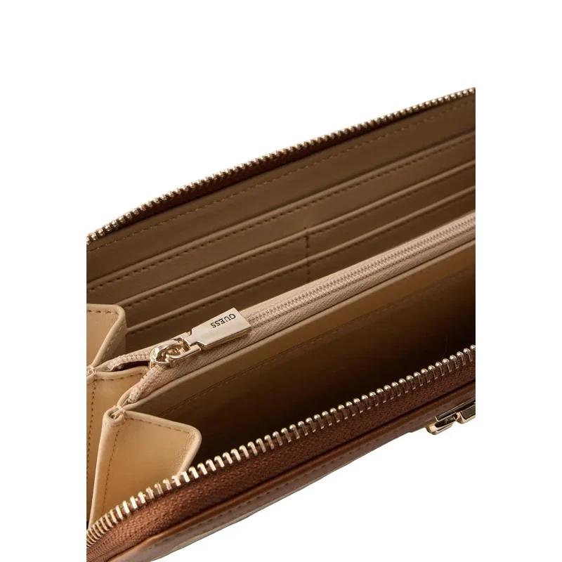 Guess Women Audrey Logo Reißverschluss-Geldbörse Beige 10x20cm