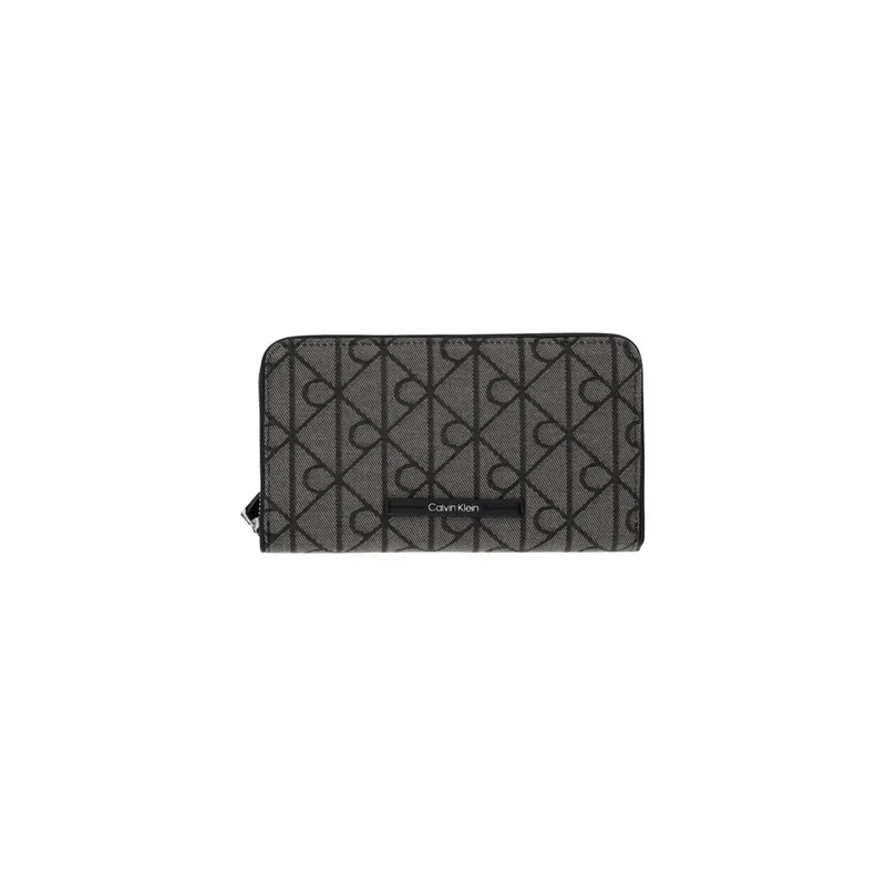 Calvin Klein Damen Geldbörse mit Emblem, Schwarz, Polyester, 11 cm