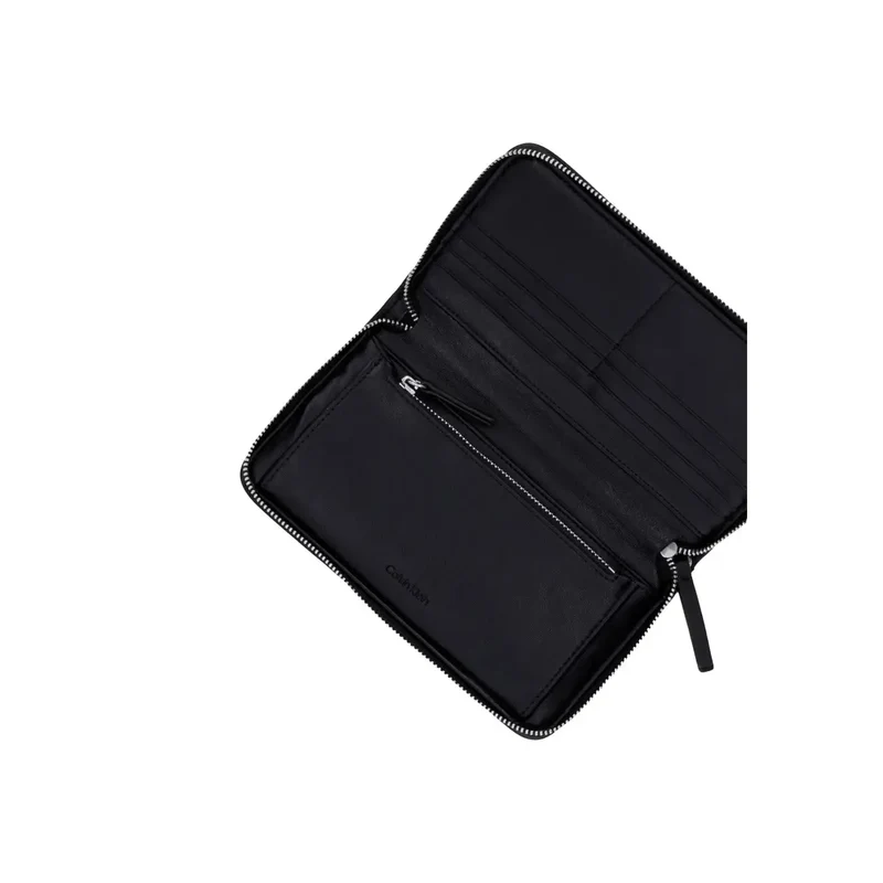 Calvin Klein Damen Geldbörse mit Emblem, Schwarz, Polyester, 11 cm