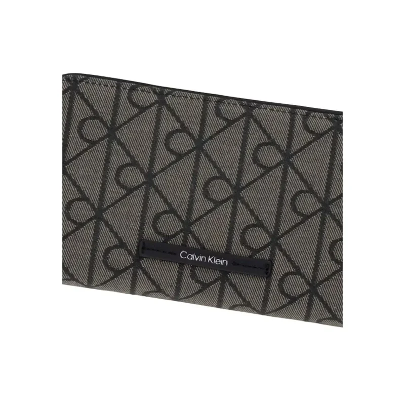 Calvin Klein Damen Geldbörse mit Emblem, Schwarz, Polyester, 11 cm