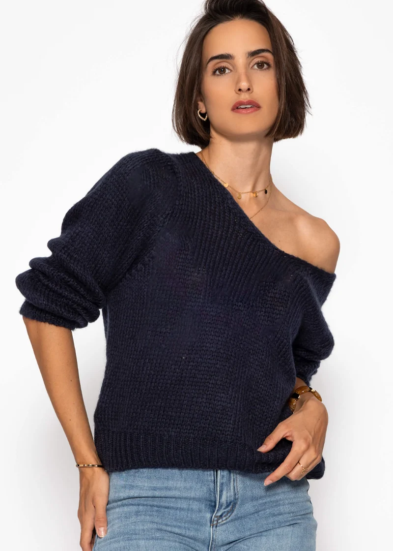 Pullover mit V-Ausschnitt - dunkelblau